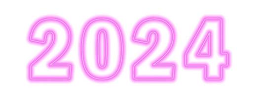 Pink neon colored 2024 year isolated on white vector