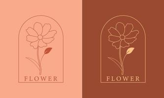 diseño de monograma de logotipo de flor mínima vector