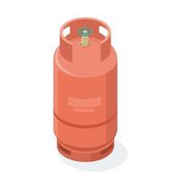 red lpg gas tank isometric set industrial components element vector isolated for custom design top view white background