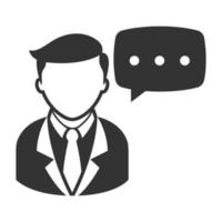 Black and white icon man talking vector