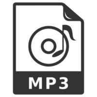 archivo de audio de icono blanco y negro vector