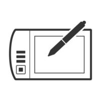 Black and white icon drawing tablet vector