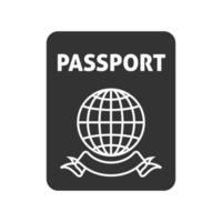 pasaporte de icono blanco y negro vector