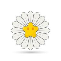 Daisy with clip art star in center, daisy emoticon cute daisy. vector