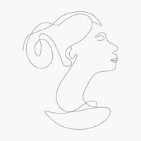 Beutiful woman hand drawing face line art drawing, modern one line illustration vector