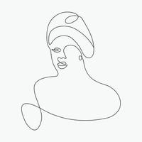 Minimal woman hand-drawn one line art drawing, outline illustration vector