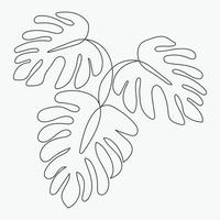 Tropical leaf hand drawing doodle one line art illustration vector