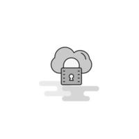 vector de icono gris lleno de línea plana de icono web de nube segura