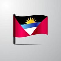 Antigua and Barbuda waving Shiny Flag design vector