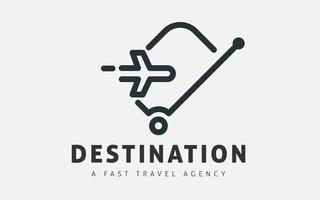 Travel Logo Design Template. Concepts For Luggage and airplane. Travel Agencies, Tours, Tickets, Vacations. Minimal Logo Design. vector