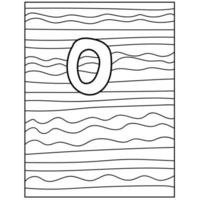 number zero coloring page, learning numbers for kids, striped patterns and math sign vector