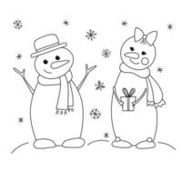 Christmas cute snowman. Doodle style. vector