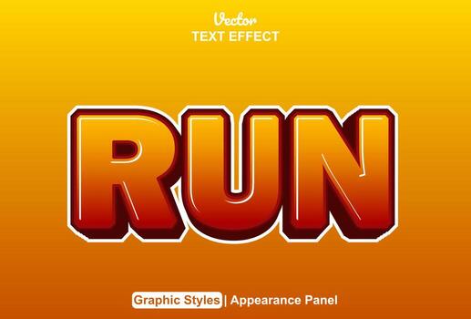 run text effect with graphic style and editable. vector