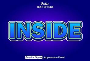 inside text effect with graphic style and can be edited. vector