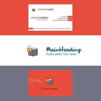 Beautiful Locked box Logo and business card vertical Design Vector