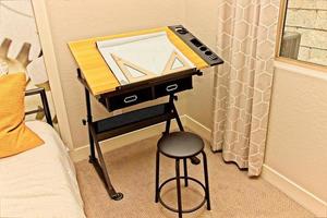 Small Black Adjustable Drafting Table With Stool photo