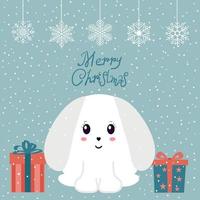 2023 year of the rabbit. Cute Christmas Bunny. Symbol of the Chinese New Year. Vector illustration.