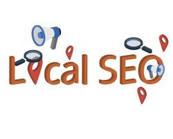 Local SEO or Search Engine Optimization of improving search engine visibility for local businesses vector