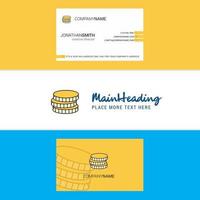 Beautiful Coins Logo and business card vertical Design Vector