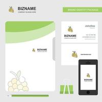 Grapes Business Logo File Cover Visiting Card and Mobile App Design Vector Illustration