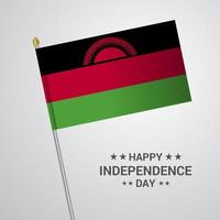 diseño tipográfico del día de la independencia de malawi con vector de bandera