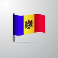 Moldova waving Shiny Flag design vector