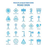 señal de tráfico paquete de iconos de tono azul 25 conjuntos de iconos vector