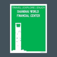 centro financiero mundial de shanghai shanghai shi china monumento hito folleto estilo plano y tipografía vector