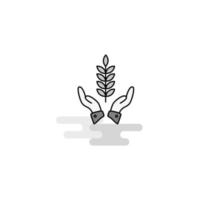 cultivos en manos icono web línea plana llena vector icono gris