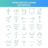25 paquete de iconos universales futuro verde y azul