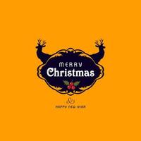 Merry Christmas card with creative design and yellow background vector