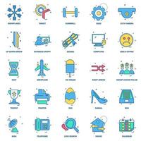 25 conjunto de iconos de color plano de mezcla de concepto de negocio vector