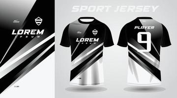 diseño de jersey deportivo de camisa blanca negra vector