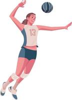 Volleyball player sportsman playing attack. Vector illustration