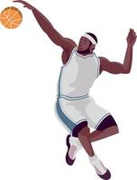 Basketball player jumping playing attack . Vector illustration