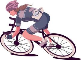 ciclista atleta femenina monta sprint. ilustración vectorial vector