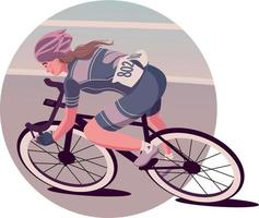 ciclista atleta femenina monta sprint. ilustración vectorial vector