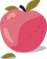 Red apple with leaves flat silhouette. Vector illustration