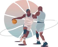 atletas jugadores de baloncesto. ilustración vectorial vector
