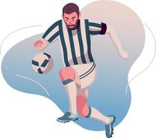 Soccer player striker playing with the ball. Vector illustration