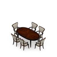 conjunto de mesa isométrica renderização 3d png