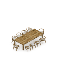 rendu 3d de l'ensemble de table isométrique png