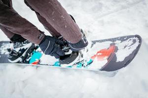 Snowboarder board view photo