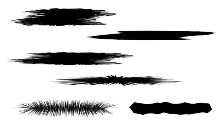 brush strokes set with different shape isolated on white background for creative graphic design