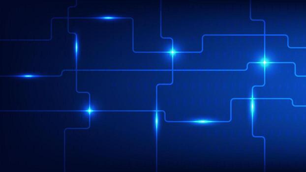 Hi tech digital technology and futuristic communication background concept. electric connecting lines as network with blue lighting vector