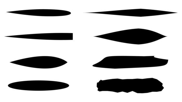 brush strokes set with different shape isolated on white background for creative graphic design vector