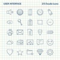 User Interface 25 Doodle Icons Hand Drawn Business Icon set vector
