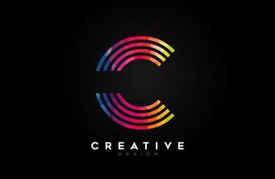Vibrant Lines Letter C Logo with Lines and Monogram Creative Style Design Vector