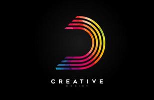 Vibrant Lines Letter D Logo with Lines and Monogram Creative Style Design Vector