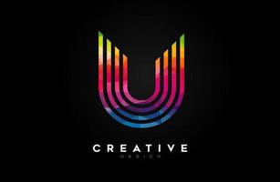 Vibrant Lines Letter U Logo with Lines and Monogram Creative Style Design Vector